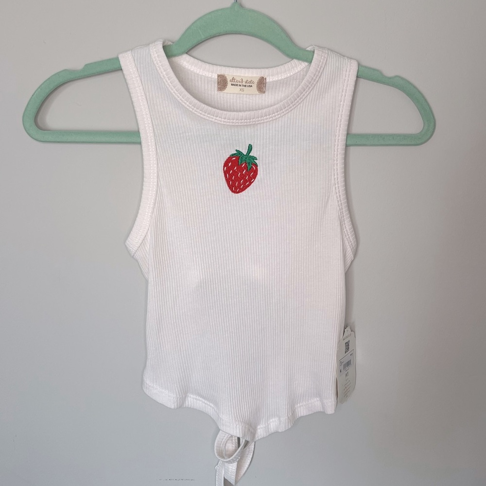 White halter top with strawberry